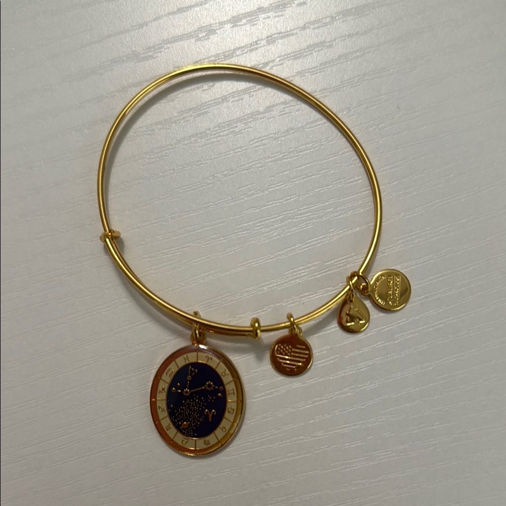 Alex and Ani ARIES Gold Zodiac Charm Bangle Bracelet